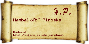 Hambalkó Piroska névjegykártya
