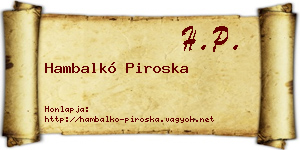 Hambalkó Piroska névjegykártya