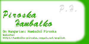 piroska hambalko business card